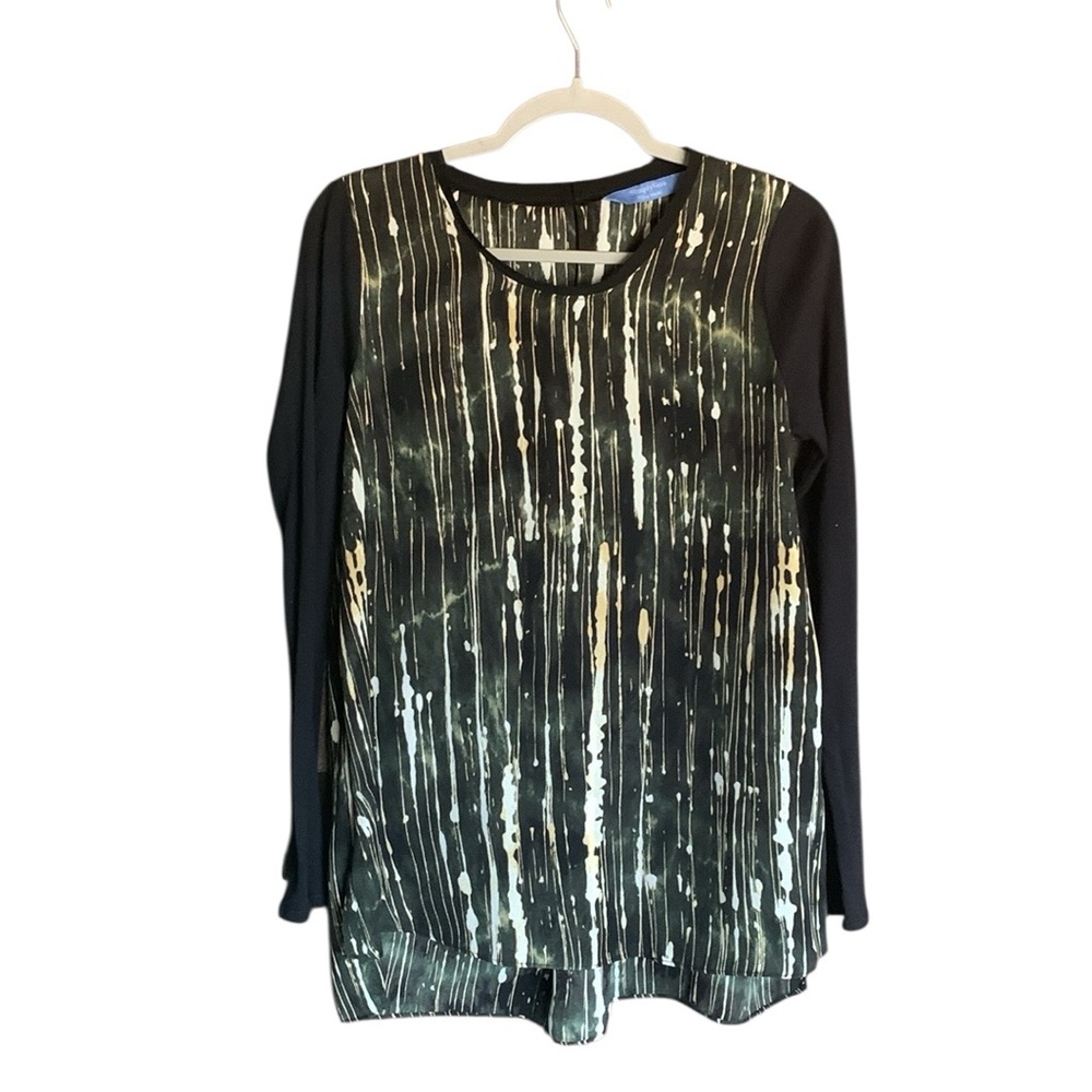 Simply Vera Wang long sleeve tunic blouse black and off-white medium